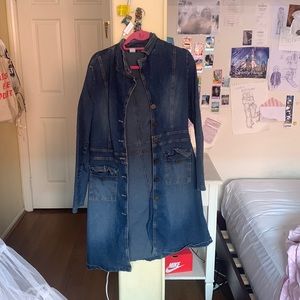 long jean jacket hippie alternative fashion big buttons